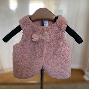 Baby Pink Fleece Vest with Bow